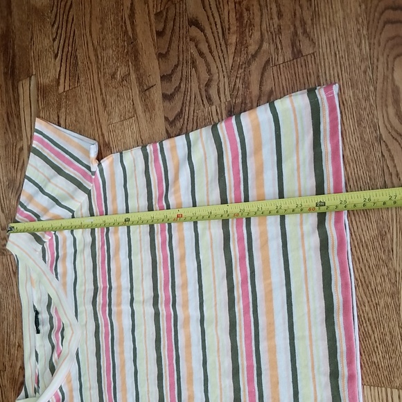 (L) Talbots Striped Colorful V Neck Linen Classic Contemporary Casual Comfort - Picture 4 of 10